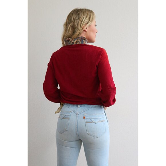 Vintage, Deadstock 1970's Cranberry Ruffle Blouse ~ Women's Small, Medium, Large - Picture 7 of 9